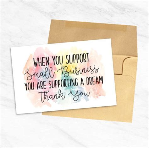 Instant Download Small Business Thank You Card 35x5 Etsy Small