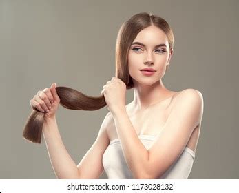 Long Smooth Hair Healthy Beautiful Woman Stock Photo 1205179834