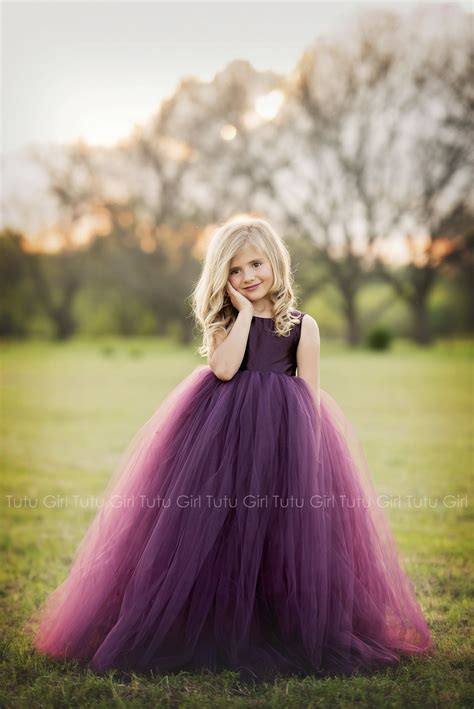 Purple Flower Girl Dress Plum Tutu Dress Eggplant Tulle Dress Etsy