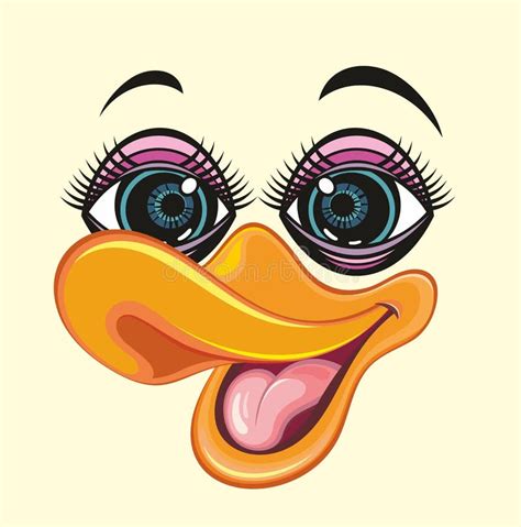 Cute Duck Cartoon Face Duck With A Smile Stock Vector Illustration