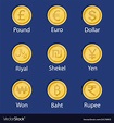 World currency symbol coins set collection Vector Image