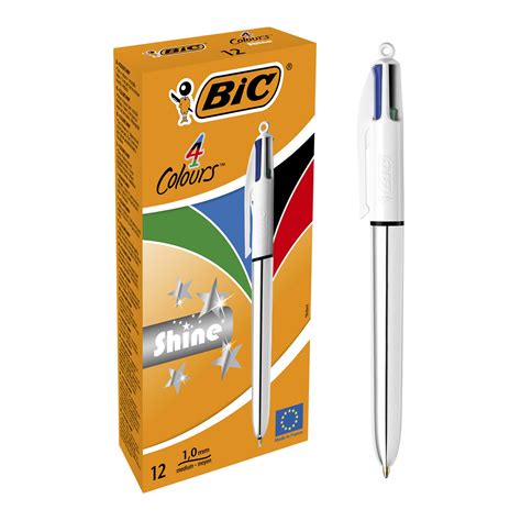 Bic 4 Colours Ballpoint Pen Shine Blackblueredgreen Supplies