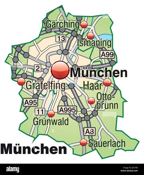 Mapa De Munich Con La Red De Transporte En Color Verde Pastel Imagen