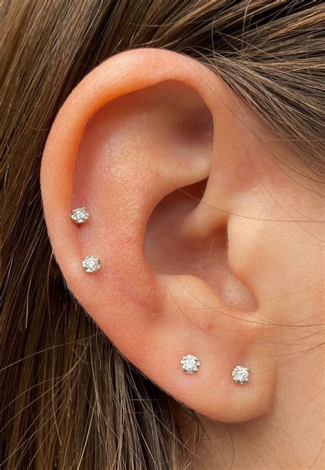 Tiny Natural Diamond Stud Earrings 3mm Genuine Diamond Stud Earrings
