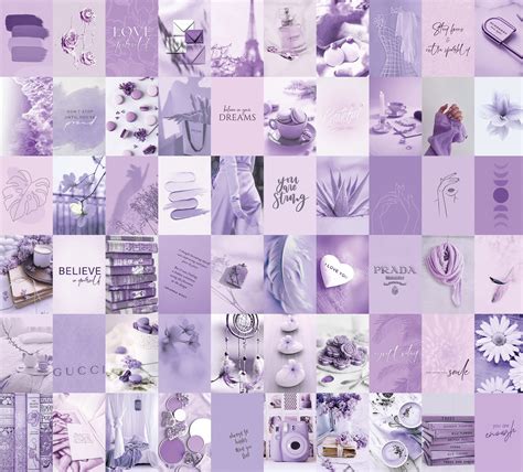 120pcs Pastel Purple Lavender Photo Collage Kit Aesthetic Etsy Uk