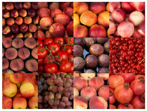 Collage Of Red Fruits Stock Photo Image Of Peach Concept 65443180