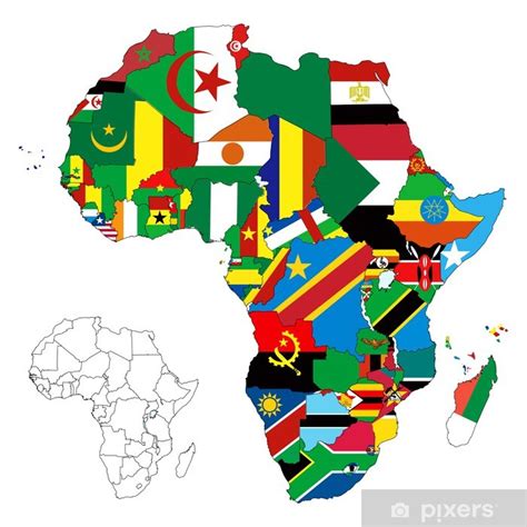 Karte von afrika mit der lage aller afrikanischen länder und ihren politischen grenzen. Fototapete Afrika Kontinent-Flaggen-Karte • Pixers® - Wir ...