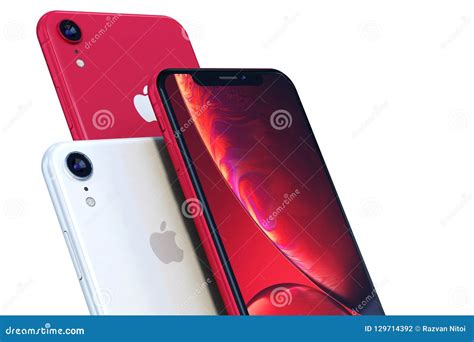 Product Shot Of Iphone Xr Red On White Background Close Up Editorial