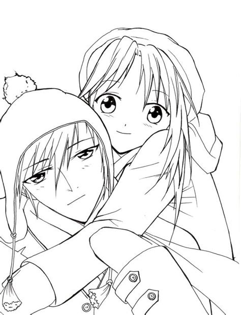 Push pack to pdf button and download pdf coloring book for free. Romantic Couple Anime Coloring Page | Coloring Sky