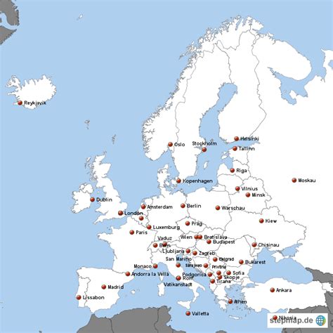 Stepmap Europa Hauptstädte Landkarte Für Europa