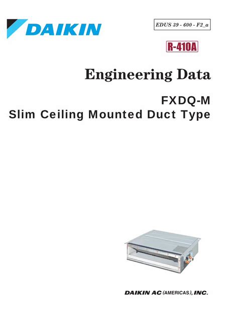 Pdf Fxdq M Slim Ceiling Mounted Duct Type Daikin Ac Pdf