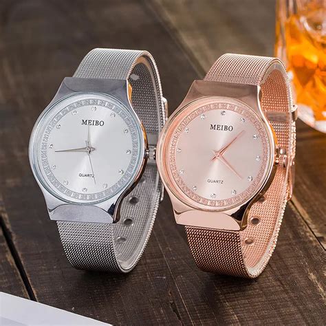 women quartz wrist watch with ultra thin alloy mesh strap elegant ladies watches lxh in women s