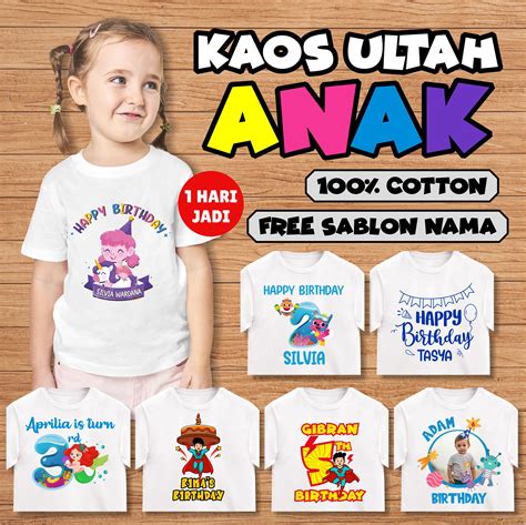 kaos Ulang Tahun (Gambar dan Tulisan bisa Custom) - Akucetak.id