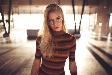 Wallpaper Face Sunlight Model Blonde Women With Glasses Looking