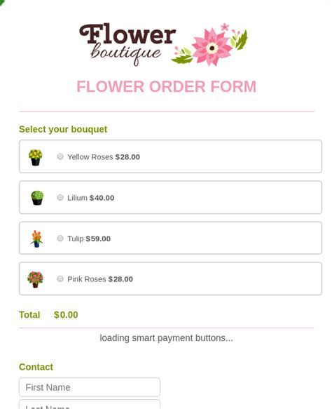 We specialize in luxury flowers delivery, monday to sunday in london and uk. Online Flower Order Form Template | JotForm