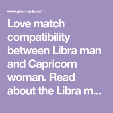 Love Match Compatibility Between Libra Man And Capricorn Woman Read
