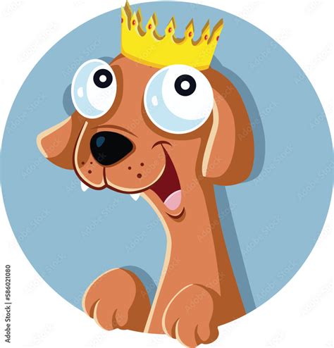 Funny King Dog Wearing A Crown Vector Mascot Character Adorable Prince