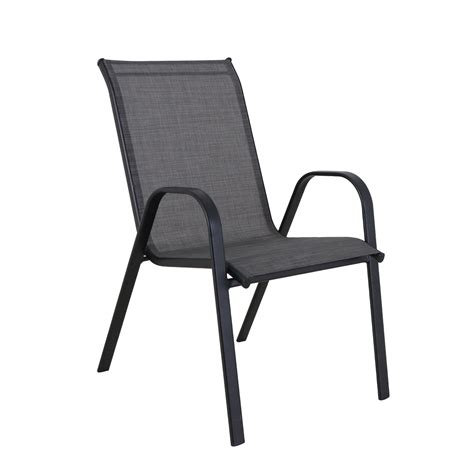 Mainstays Heritage Patio Steel Stacking Chair Black Frame With Grey