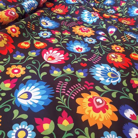 hippie fabric red yellow blue flower upholstery fabric etsy