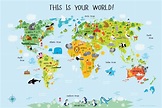 Children’s World Map, Daycare Decor, Classroom Decor, Playroom Art ...