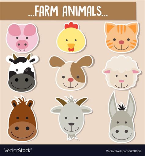 Set Of Animal Facesfarm Animals Download A Free Preview Or High