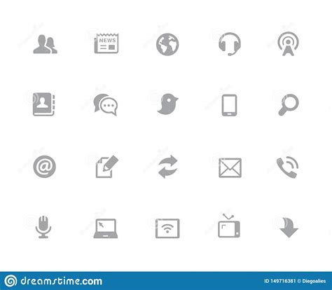 Communications Icon Set 32 Pixels Icons White Series Stock Vector