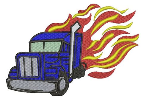 Semi Truck Machine Embroidery Design Instantly Download Etsy