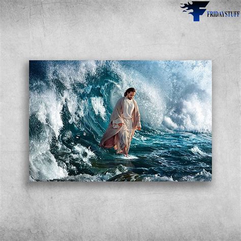 Jesus Christ Walking On The Sea Canvas Poster Fridaystuff