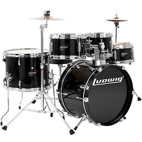 Ludwig Junior 5 Piece Drum Set With Cymbals Black