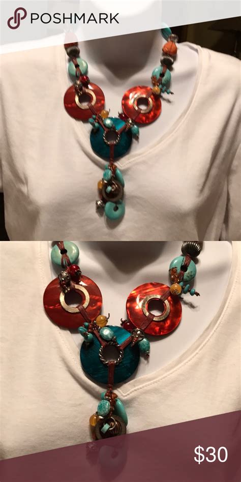 Chicos Faux Turquoise Statement Necklace Turquoise Statement
