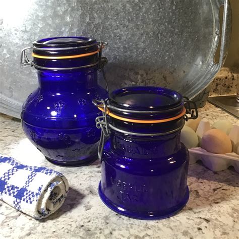 Italian Cobalt Blue Glass Canister Set Etsy