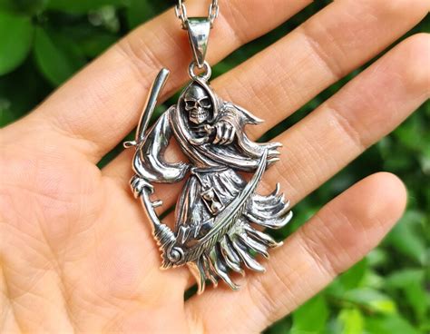 Grim Reaper Pendant 925 Sterling Silver Eliz Jewelry And Gems