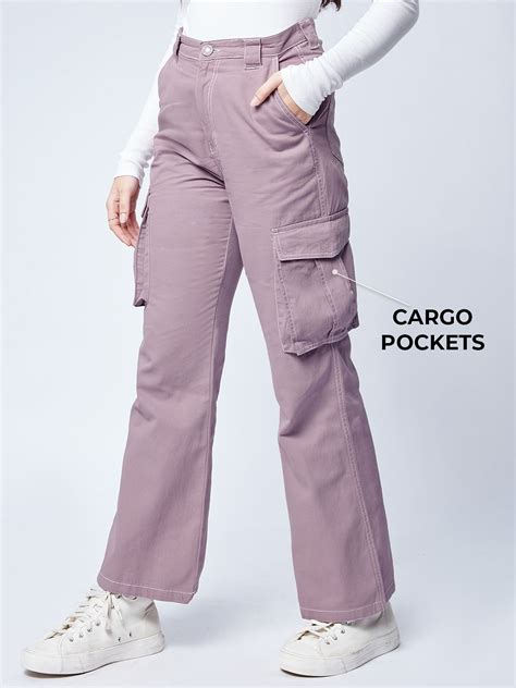 Buy Solids Mauve Womens Cargo Pants Online