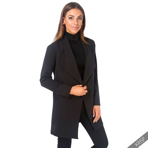 Women Ladies Tailored Oversized Fashion One Button Long Loose Blazer Coat Jacket Ebay