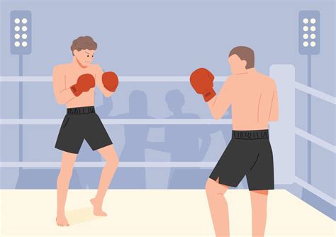 Two Boxers Stand On The Ring And Stare At Each Other Flat Design Style
