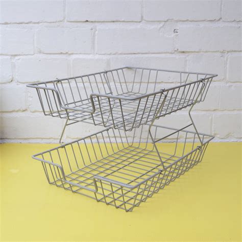 Vintage Wire Baskets Stacking Wire Baskets Wire Shelving Etsy Uk