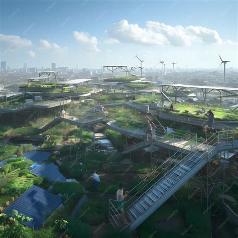 Premium Photo | Rooftop Garden Network Urban Farming Revolution