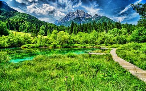 download wallpapers lake zelenci hdr kranjska gora planica valley beautiful nature slovenia