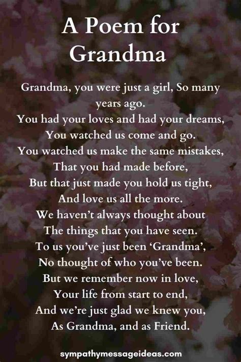 Poem For Grandma To Write On The Back Of A Card With Pink Flowers In It