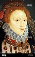 Detalle de un retrato de la reina Isabel I de Inglaterra por un artista ...
