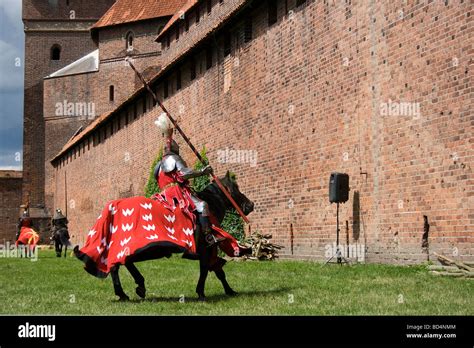 Proud Medieval Cavalry Knight With Lance On Military Horse Taken In