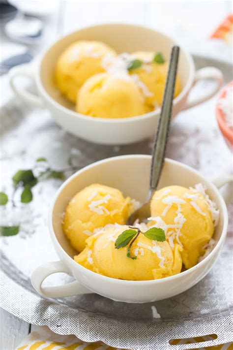 Coconut Mango Pineapple Sorbet Chelseas Messy Apron Sorbet Recipes Sorbet Ice Cream Mango