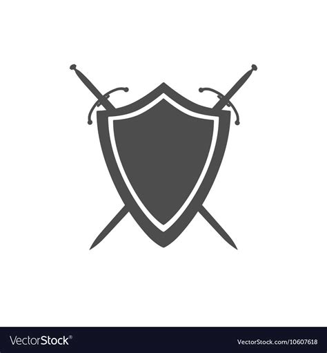 Grey Icon Of Shield And Two Crossed Swords Vector Image