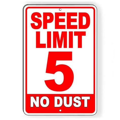 Speed Limit 5 Mph No Dust Red Metal Sign Miles Per Hour Etsy