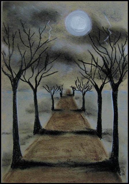 One Point Perspective Spooky Landscapes Perspective Art Halloween