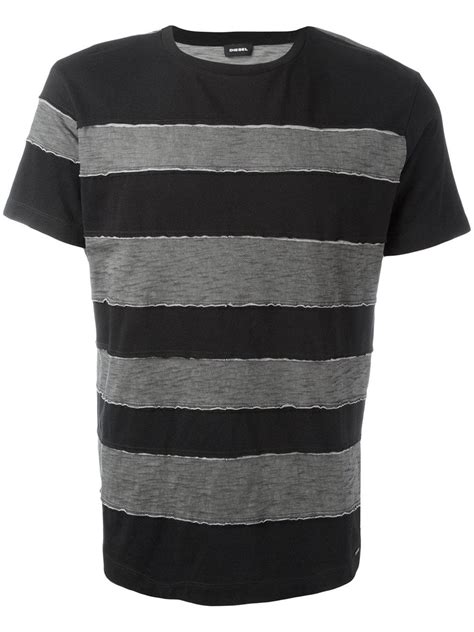 Lyst Diesel Striped T Shirt In Gray For Men