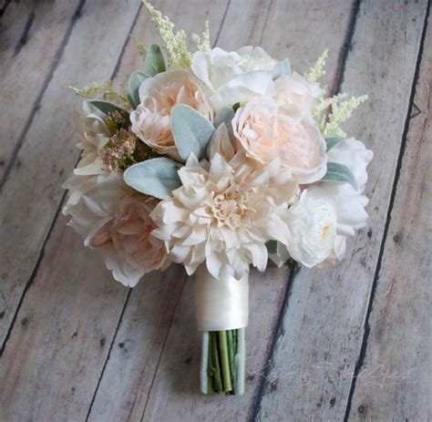 Wedding Bouquet Blush Pink And Ivory Garden Rose Dahlia