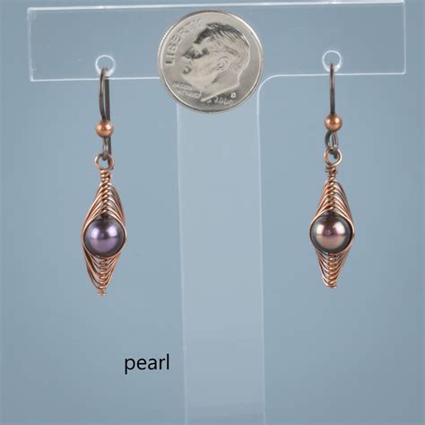Herringbone Earrings With Center Stone Copper