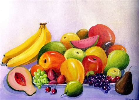 Fruits Still Life Composition Acrylic On Canvas Painting Painting By