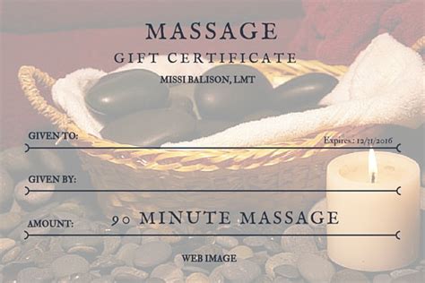 Massage Gift Certificates Missi Balison Fitness